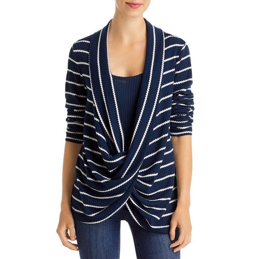Single Thread Striped Waffle Knit Wrap Top S NWT